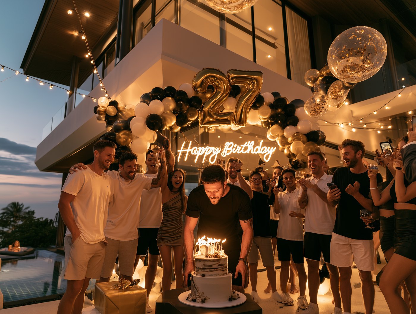 The villa takeover, birthday cake moment at a private villa, Chaiyo Events Pattaya