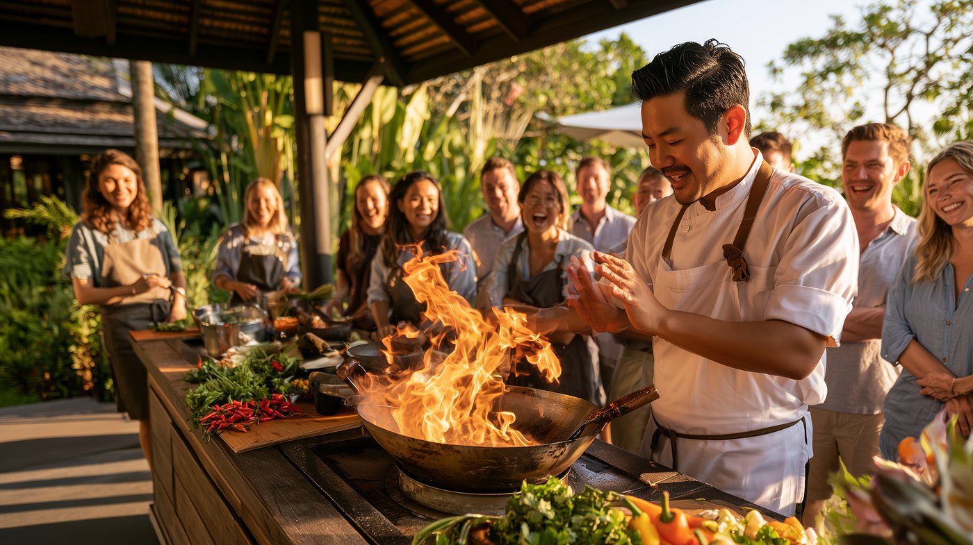 Corporate group activity, thai cooking class with chef at a private villa retreat, Chaiyo Events Pattaya